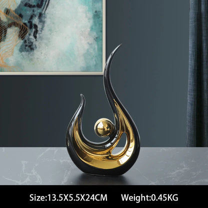 Nordic Abstract Ceramic Figurine Light Luxury Living Room Home Decoration Office Sculpture Decor Desk Accessories Craft Gift