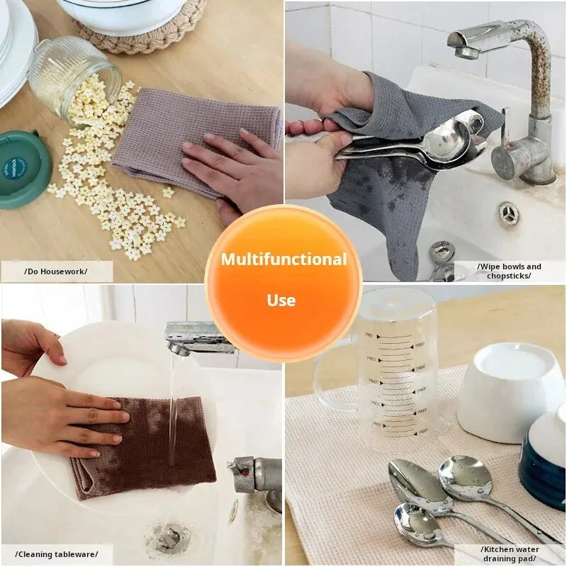 4 Cotton Washcloths Plain Color Waffle Dish Towels Absorbent Cleaning Supplies Suitable For Many Scenarios