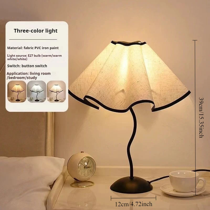 Nordic Petal LED Table Lamp Fabric12W Tricolour Light US/EU For Living Room Home Bedroom Atmosphere Decoration LED Night Light