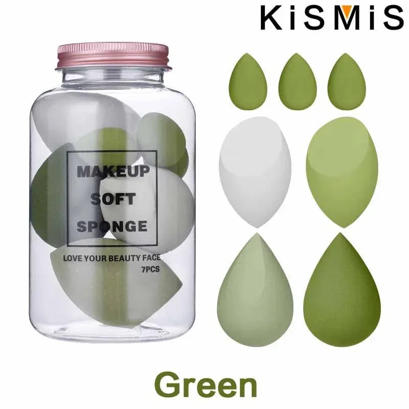 KISMIS 7Pcs/Set Soft Wet and Dry Use Makeup Sponge Set Cosmetic Puff Makeup Sponge Foundation Powder Sponge Beauty Tool