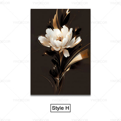 Luxury Black Golden Plant Leaf Art