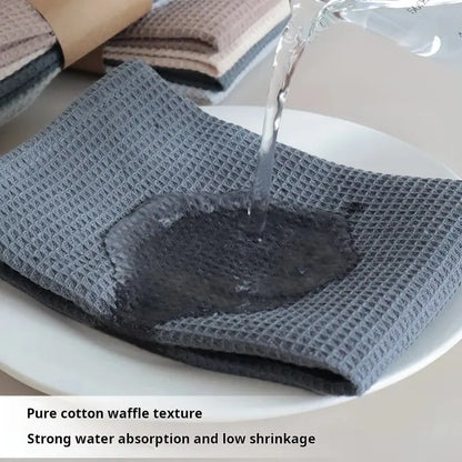 4 Cotton Washcloths Plain Color Waffle Dish Towels Absorbent Cleaning Supplies Suitable For Many Scenarios