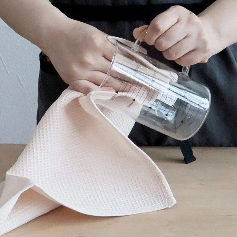 4 Cotton Washcloths Plain Color Waffle Dish Towels Absorbent Cleaning Supplies Suitable For Many Scenarios