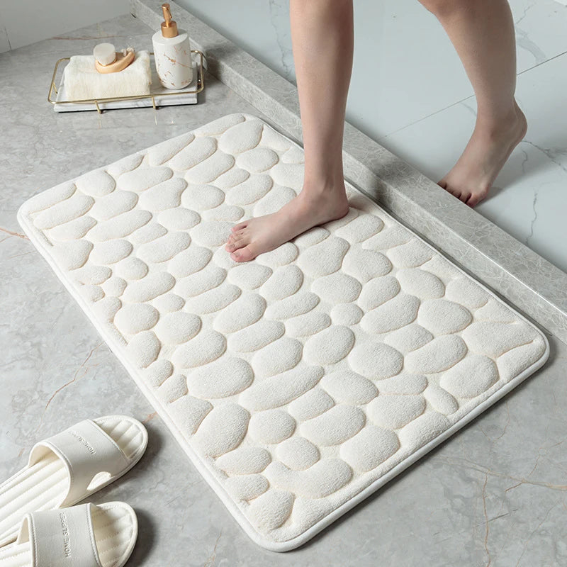 Mat Non Slip Carpets Cobblestone Embossed Bathroom Bath In Wash Basin Bathtub Side Floor Rug Shower Room Doormat Memory Foam