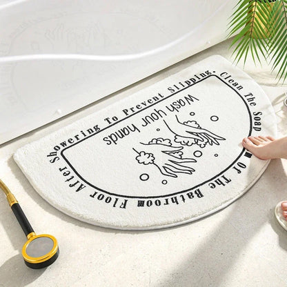 1PC Bathroom Mat Semicircle Floor Rugs Entrance Door Mats Non-slip Mats Cartoon Rug Dustproof Absorbent Carpet Bath Tub Carpets