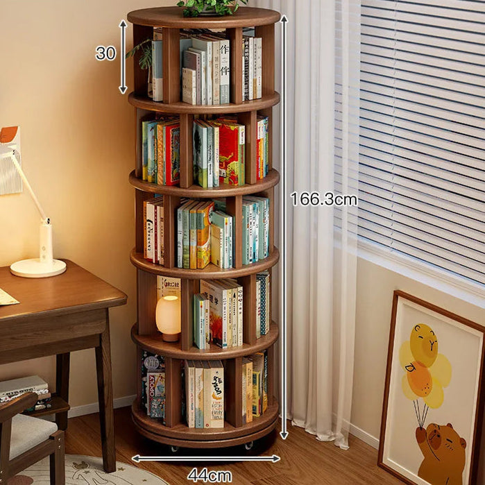 Solid wood rotating bookshelf 360