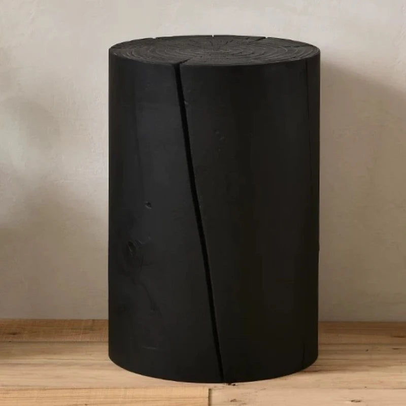 Solid Wood Stool Portable Black