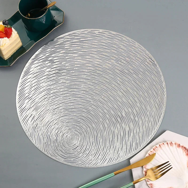 Table Mat Hibiscus Flower Bronzing PVC Placemat Hollow Insulation Coaster Pads Table Bowl Home Christmas Decor Heat Resistant
