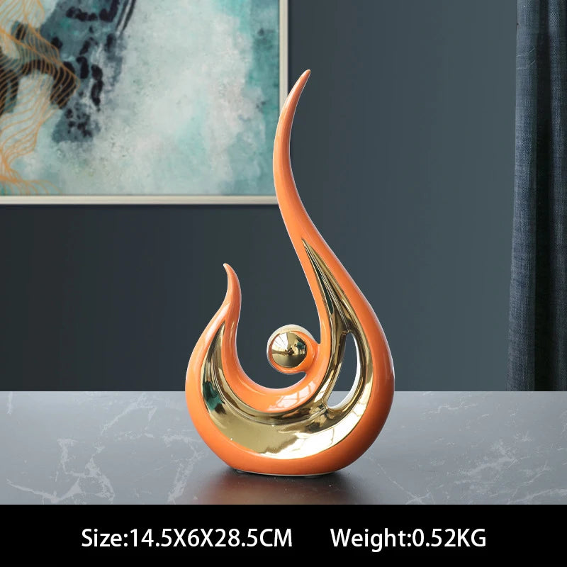 Nordic Abstract Ceramic Figurine Light Luxury Living Room Home Decoration Office Sculpture Decor Desk Accessories Craft Gift