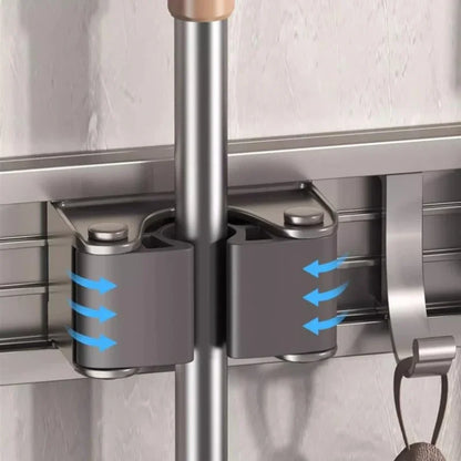 Mop and Broom Organizer Mop Holder Rack Holder Wall Mounted Strong Broom  Holder Self With 5 Hooks Organizers Hang Broom