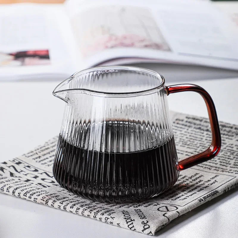 Stylish High Borosilicate Glass Coffee Pot with V-Shaped Spout -  for Pour-Over Brewing and Home Coffee Rituals