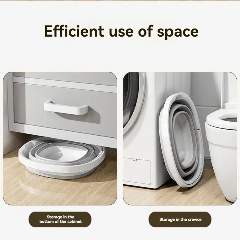 Versatile Folding Water Bucket with Handle for Home and Outdoor Use - Collapsible Fishing Pail for Portable Storage