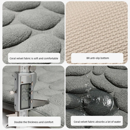 Mat Non Slip Carpets Cobblestone Embossed Bathroom Bath In Wash Basin Bathtub Side Floor Rug Shower Room Doormat Memory Foam