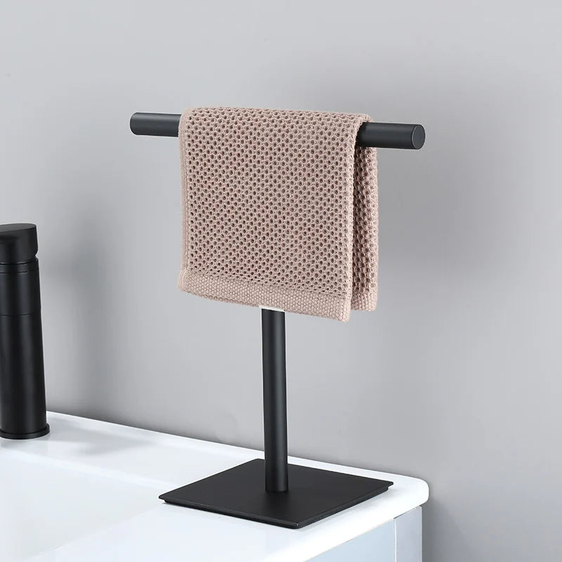 Movable Free-Standing Hand Towel Holder paper towel holder 304 Black Bath Towel Stand Bathroom Towel Hanger Vanities Countertop