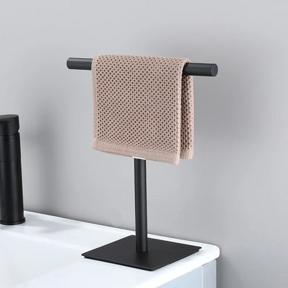 Movable Free-Standing Hand Towel Holder paper towel holder 304 Black Bath Towel Stand Bathroom Towel Hanger Vanities Countertop
