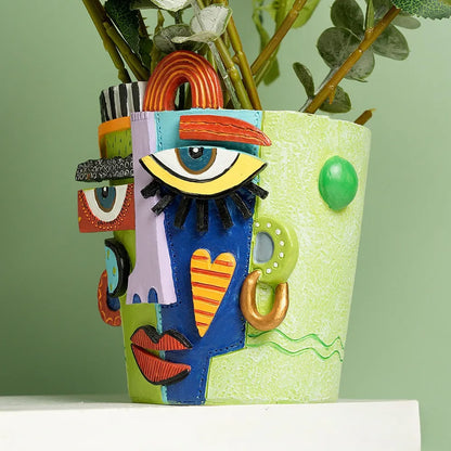 Abstract Face Flower Pot Decorative Planter Picasso Vases Balcony Succulent Plant Holder Ornament Home Garden Decor Accessory