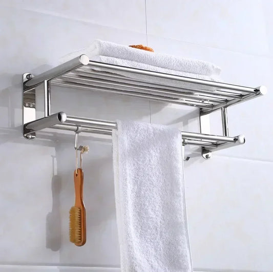40/50/60cm Towel Rack with  Movable Hooks Steel Bathroom Kitchen Towel Holder Wall Mounted Towel Rack for Home Hotel Accessories
