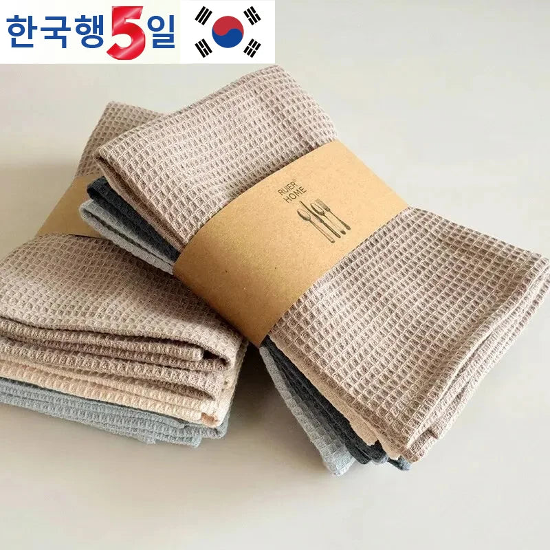 4 Cotton Washcloths Plain Color Waffle Dish Towels Absorbent Cleaning Supplies Suitable For Many Scenarios