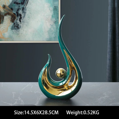 Nordic Abstract Ceramic Figurine Light Luxury Living Room Home Decoration Office Sculpture Decor Desk Accessories Craft Gift