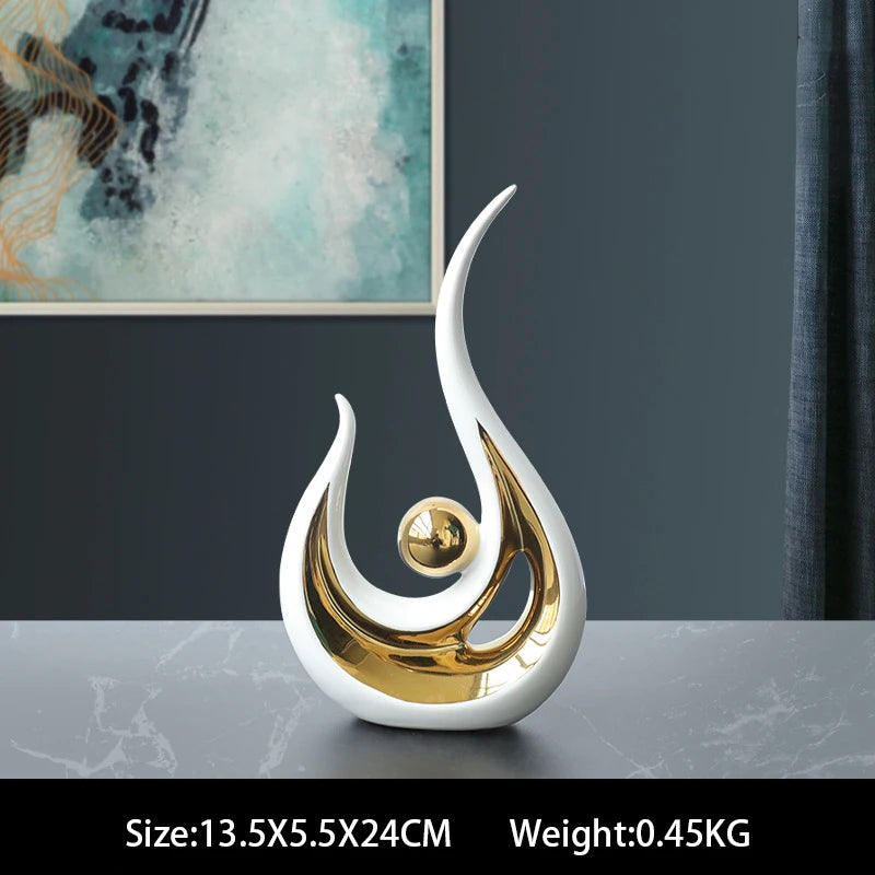 Nordic Abstract Ceramic Figurine Light Luxury Living Room Home Decoration Office Sculpture Decor Desk Accessories Craft Gift