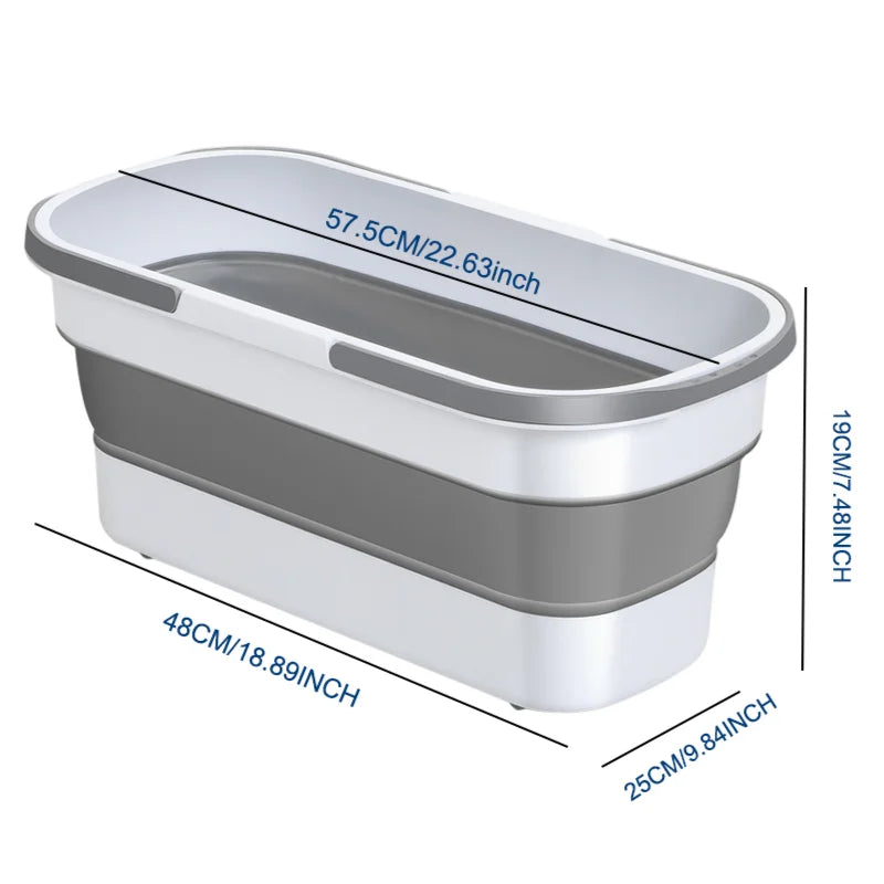 Flat Mop Cleaning Bucket Foldable Portable Mop Water Pail with Handle Rectangular Folding Water Tub for Outdoor Garden Camping