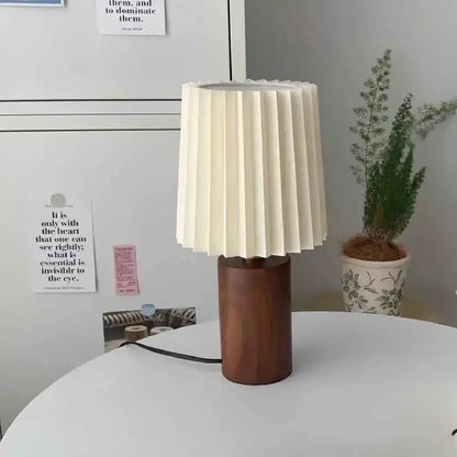 LED Desk Lamp Retro Pleated Wooden USB for Living Room Home Bedroom Bedsides Atmosphere LED Night Light Decoration Table Lamp