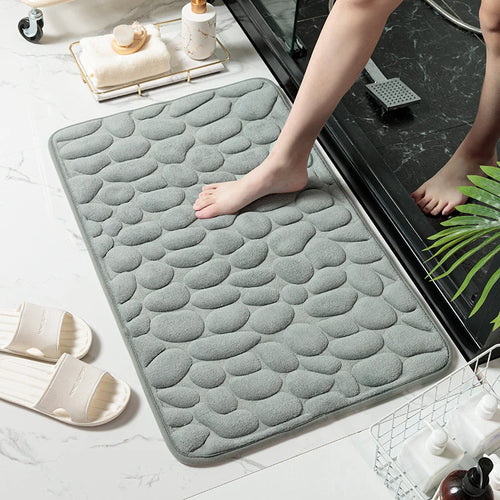 Mat Non Slip Carpets Cobblestone Embossed Bathroom Bath In Wash Basin Bathtub Side Floor Rug Shower Room Doormat Memory Foam
