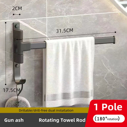 Bathroom Towel Rack Rotatable Towel Holder Space Aluminum 1/2/3/4/5-Bar Towel Hanger Kitchen Shelf Paper Hanging Wall Mounted