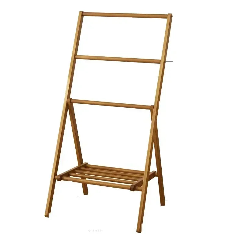 Modern Design Wooden Bedroom Floor Space Arrangement Storage Rack Hangers Foldable Towel Rack Shoe Rack Clothing Rack