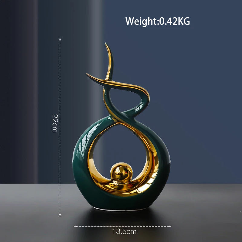 Nordic Abstract Ceramic Figurine Light Luxury Living Room Home Decoration Office Sculpture Decor Desk Accessories Craft Gift