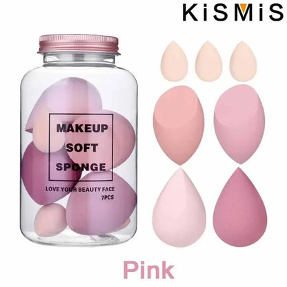 KISMIS 7Pcs/Set Soft Wet and Dry Use Makeup Sponge Set Cosmetic Puff Makeup Sponge Foundation Powder Sponge Beauty Tool