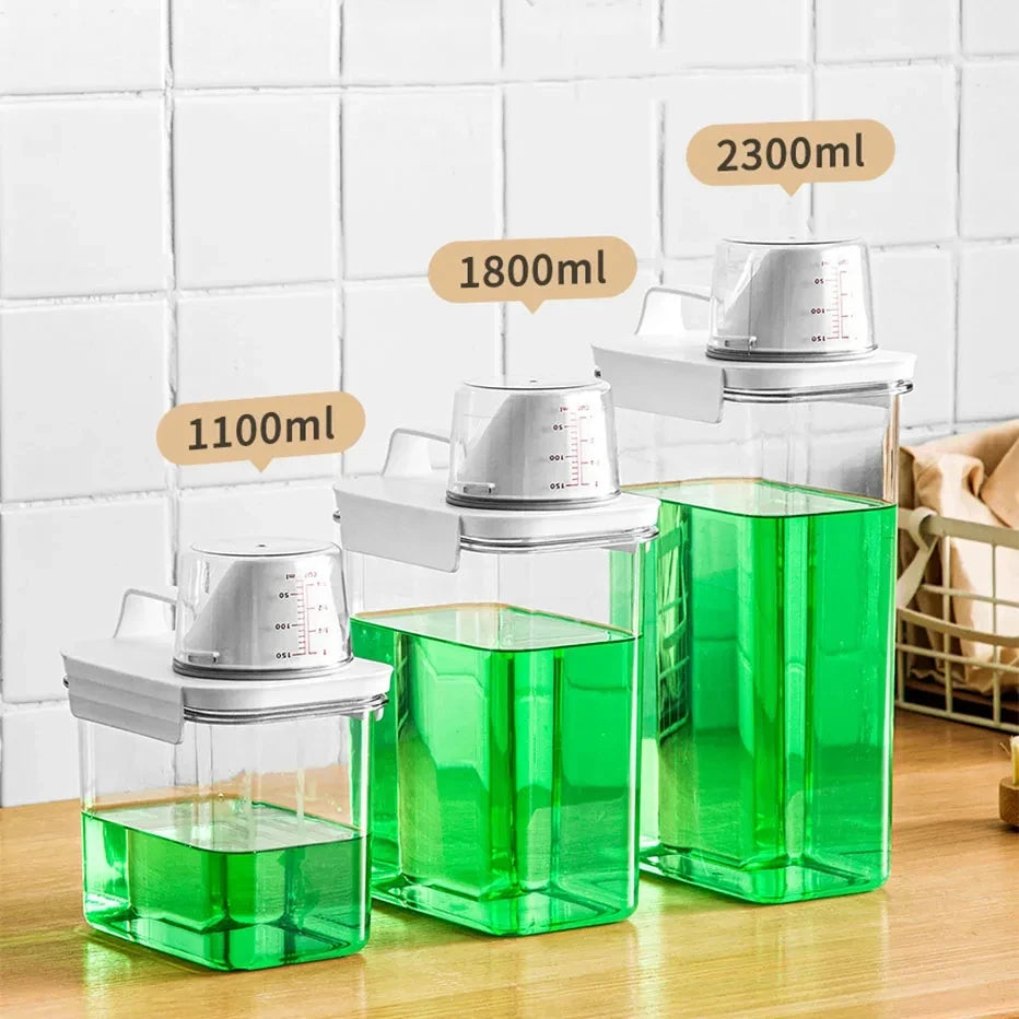 1-3pcs Airtight Laundry Detergent Powder Storage Box Jar Bleach Storage Container Large Capacity Measuring Cup