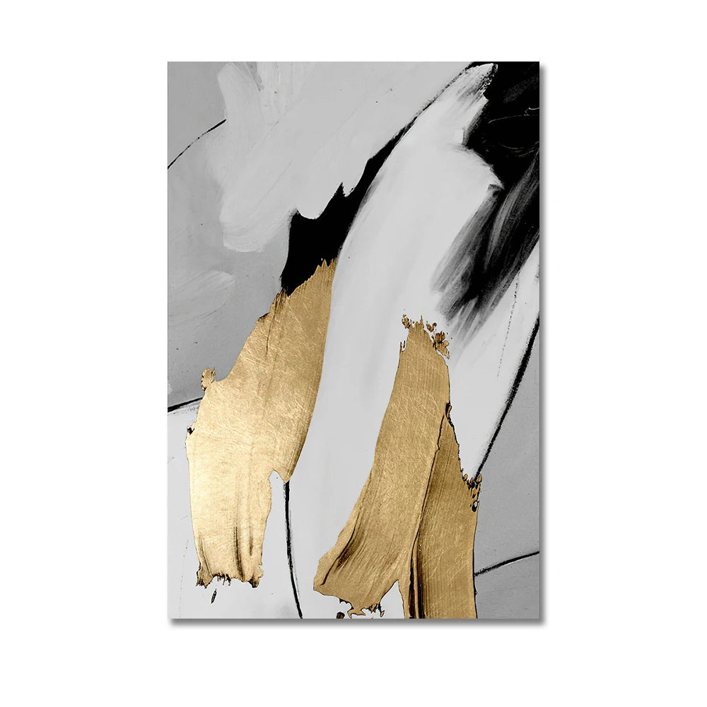 Luxury Abstract Grey Gold Painting Mural