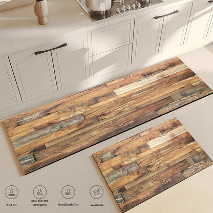 Wood Grain Kitchen Rug Bedroom Entrance Doormat Anti-Slip Living Room Floor Decor Washable Carpet Home Hallway Quality Foot Mat