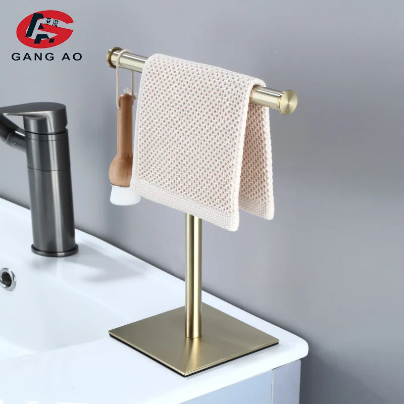 Movable Free-Standing Hand Towel Holder paper towel holder 304 Black Bath Towel Stand Bathroom Towel Hanger Vanities Countertop