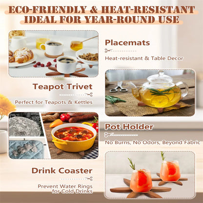 Natural Wooden Tree Trivets Wood Christmas Tree Coaster Set Anti Scald Heat Resistant Table Mat Coaster Wood Placemats Pot