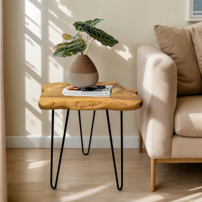 Natural Edge End Table, Wood Side Table, Nightstand, Plant Stand  ，Unique desktop for Living Room, Bedroom, Farmhouse Decor