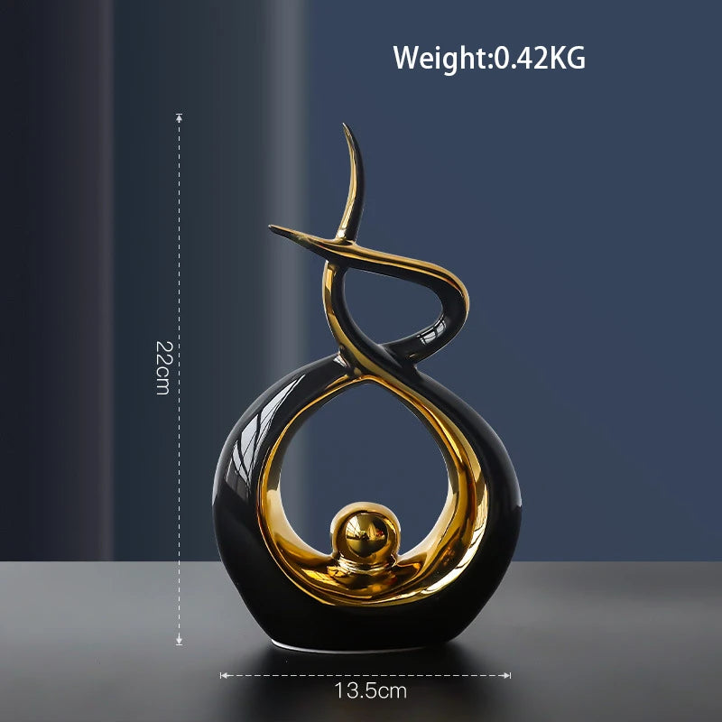 Nordic Abstract Ceramic Figurine Light Luxury Living Room Home Decoration Office Sculpture Decor Desk Accessories Craft Gift