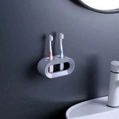 Wall-Mounted Electric Toothbrush Holder Double Hole Self-adhesive Toothbrush Stand Rack Detachable Space Saving