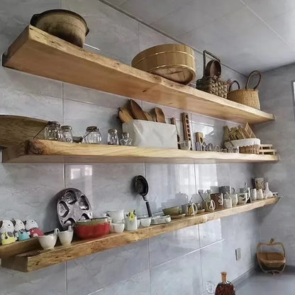 Wood Floating Shelf Wall Mounted Shelves Display Shelves Kitchen Home Decor Stand Retro Bathroom Organizer Art Design Holder