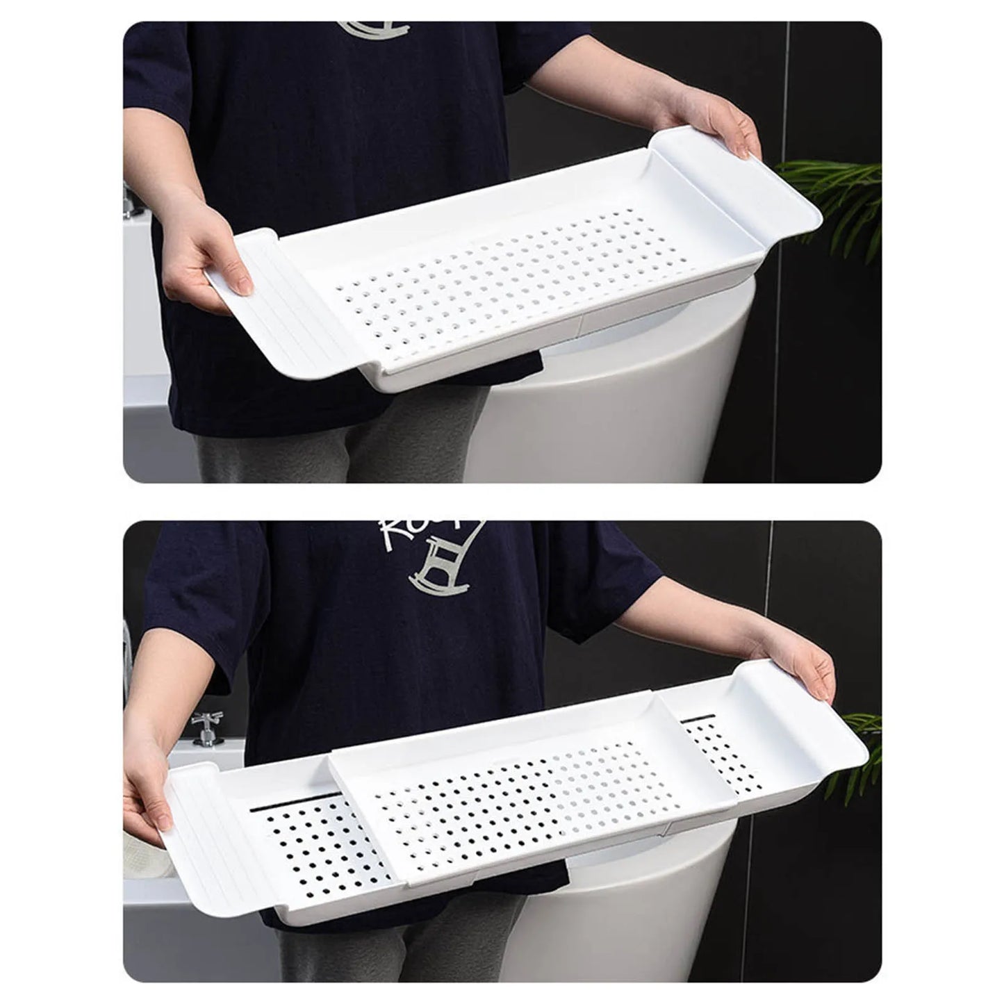 Bath  Tub Table Bathtub Tray Stable Placement Expandable Plastic Material Draining Design Bath  Tub Table for Bathroom