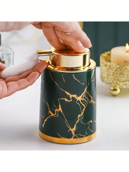Ceramic soap dispenser 400ml Luxury Ceramic Marble Texture Refillable Press Foaming Soap Dispenser for Home Decor