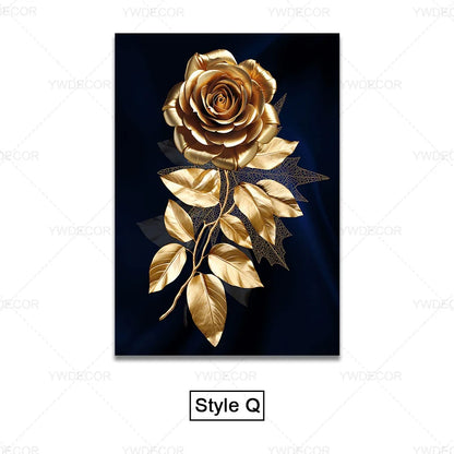 Luxury Black Golden Plant Leaf Art