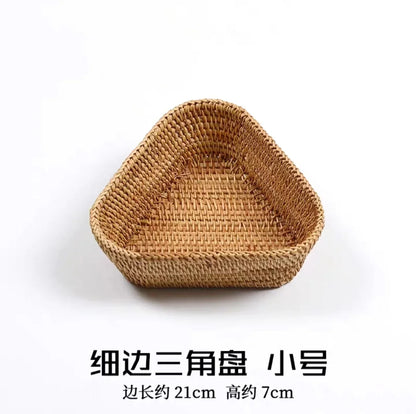 Handwoven Rectangular Rattan Wicker Basket Fruit Tea Snack Bread Picnic Cosmetic Storage Box Kitchen Supplies Household Tools