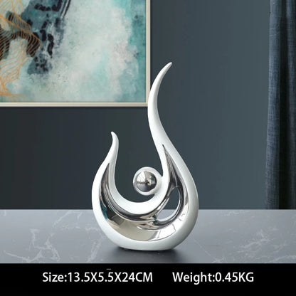 Nordic Abstract Ceramic Figurine Light Luxury Living Room Home Decoration Office Sculpture Decor Desk Accessories Craft Gift